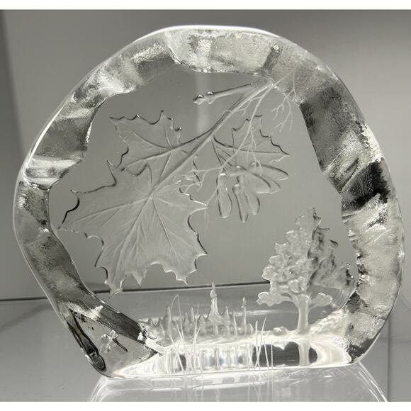 Dartington Capredoni Crystal sculpture paperweight Signed Numbered Maple Tree - Picture 1 of 8